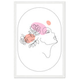 Ethereal Blossom Muse - Framed Line Art Poster - 28x43 cm XL (11x17″) White frame - Wooden Framed Posters