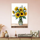 Golden Blooms - Sunflower Bouquet Wall Art - Wood frame - Framed Posters