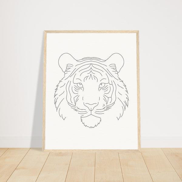 Majestic Lines - The Tiger's Gaze - 40x50 cm 16x20″ Wood frame - Wooden Framed Posters