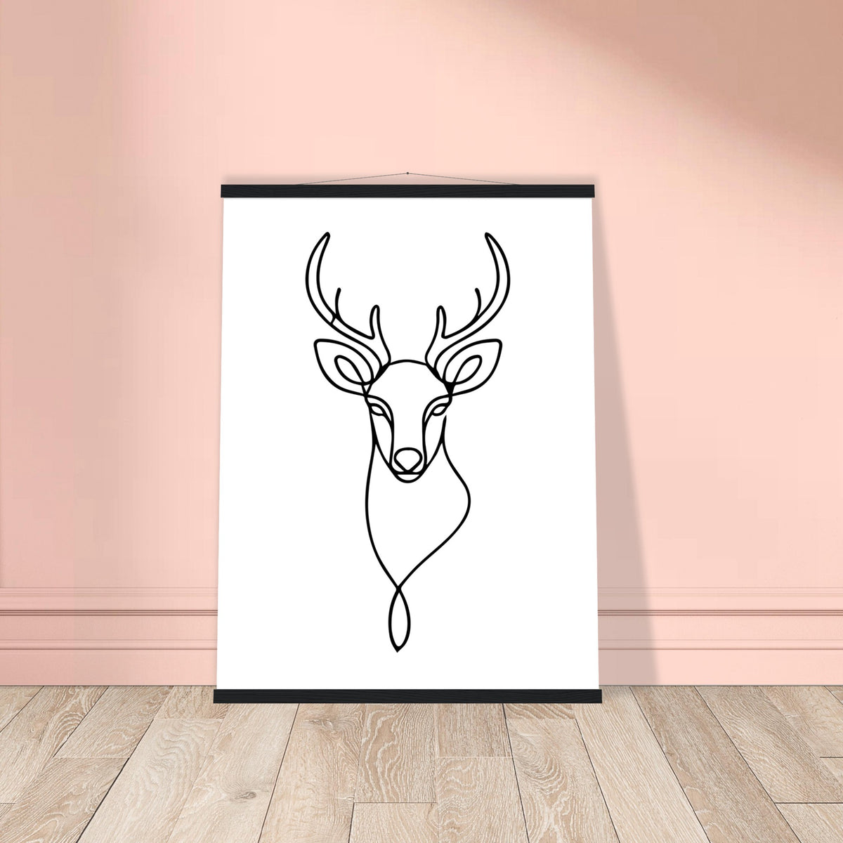 Graceful Lines - Deer Design for Contemporary Spaces - 60x80 cm 24x32″ Black wall hanger - Posters With Hanger