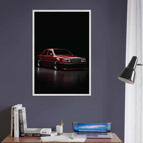 Classic Red Ride – Wooden Framed Poster Gift for Car Lovers - - Wooden Framed Posters