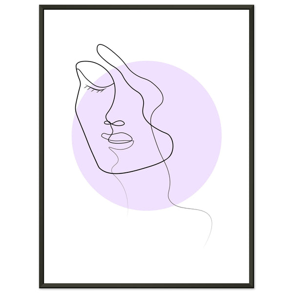 Simplicity and Grace - Pastel-Infused Line Art Portrait - 60x80 cm 24x32″ - Metal Framed Posters