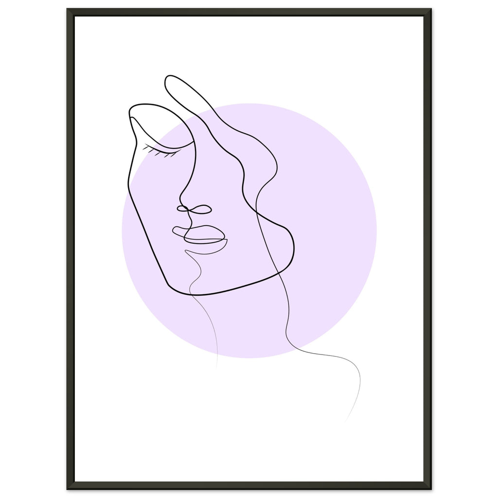 Simplicity and Grace - Pastel-Infused Line Art Portrait - 60x80 cm 24x32″ - Metal Framed Posters