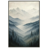 Misty Peaks – Tranquil Metal Framed Poster Gift - - Metal Framed Posters