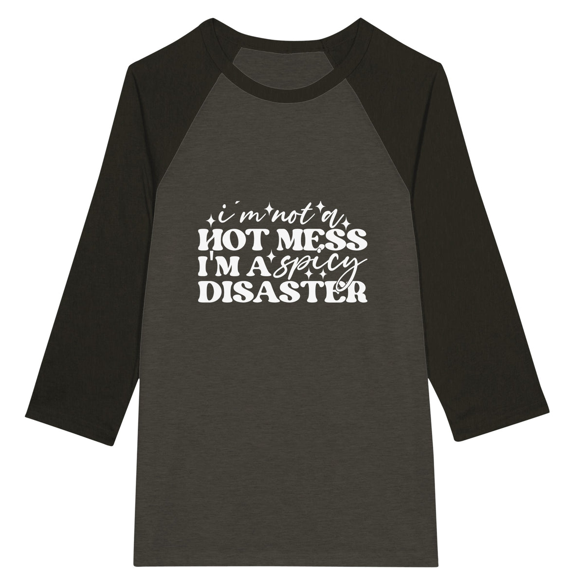 Spicy Disaster Unisex Raglan T-Shirt - Black Heather Black -