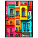 Vibrant Dreams - Colorful Cityscape Art - 45x60 cm 18x24″ Black frame - Wooden Framed Poster