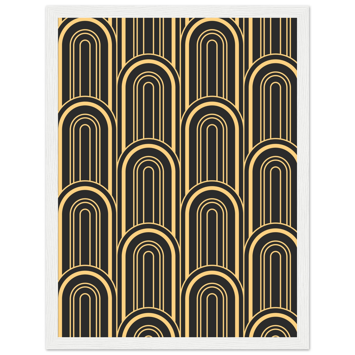 Timeless Elegance - Black and Gold Art Deco Masterpiece - 30x40 cm 12x16″ White frame - Framed Posters