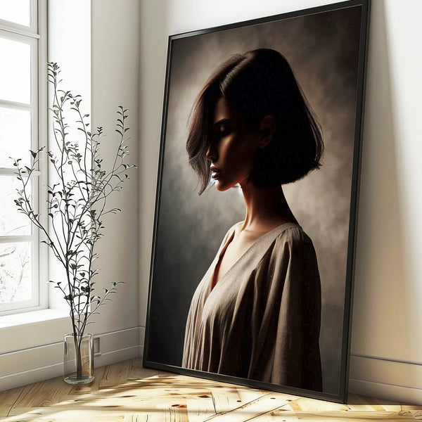 Silent Contemplation in Shadows - - Canvas