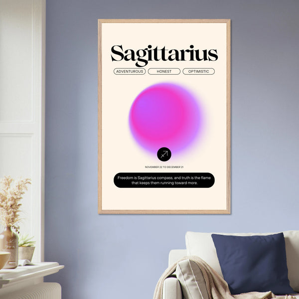 Zodiac Wall Art Framed Poster for Astrology Lovers - Wood frame Scorpio - Wooden Framed Posters