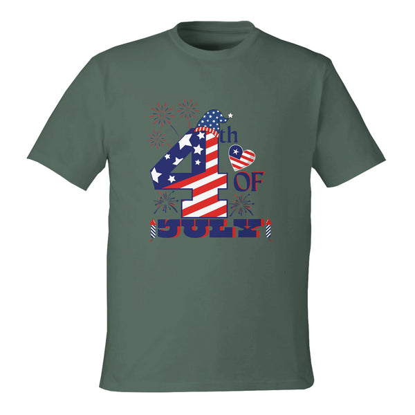 Fourth of July Fireworks Fun - sage leaf - T-shirts