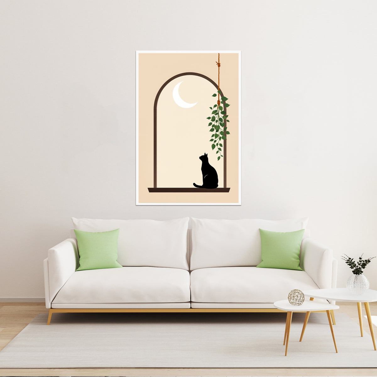 Quiet Night - Curious Cat - - Framed Posters