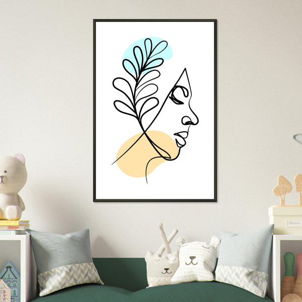 Nature's Grace - Line Art Portrait with Pastel Hues - - Metal Framed Posters