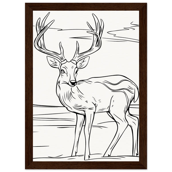 Elegance in Nature - Deer in Line - A4 21x29.7 cm 8x12″ Dark wood frame - Wooden Framed Posters