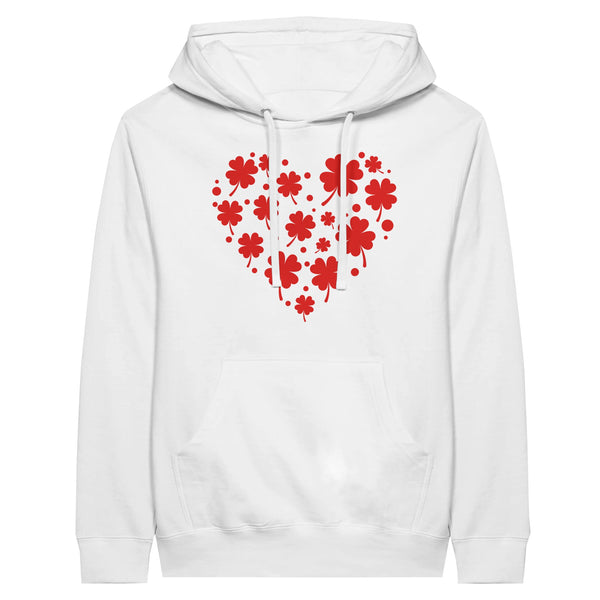 Blooming Memories - Red Heart Flower Unisex Hoodie - White - Hoodies