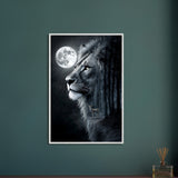 The Moonlit Guardian - Lion and Deer Framed Art - - Framed Posters