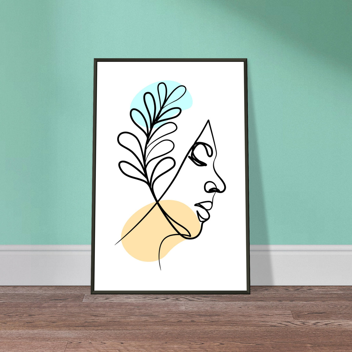 Nature's Grace - Line Art Portrait with Pastel Hues - - Metal Framed Posters