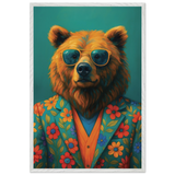 Floral Suit Bear Wall Art – A Gift of Wild Personality - - Wooden Framed Posters