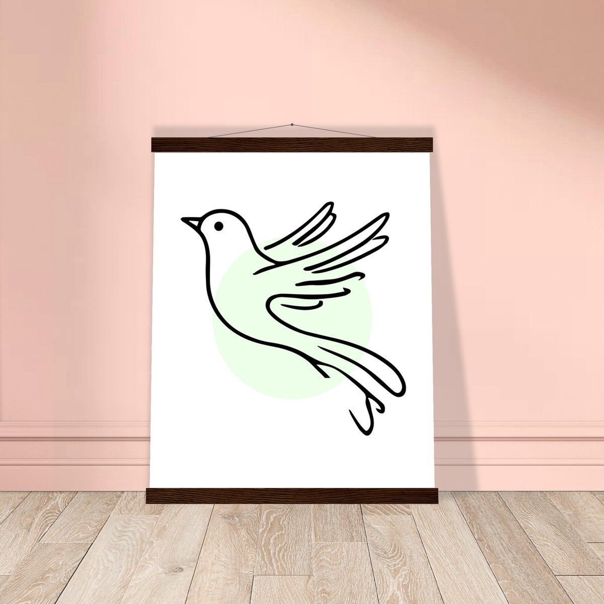 Serene Wings - Bird Art Poster with Magnetic Wooden Hanger - 40x50 cm 16x20″ Dark wood wall hanger - Posters With Hanger