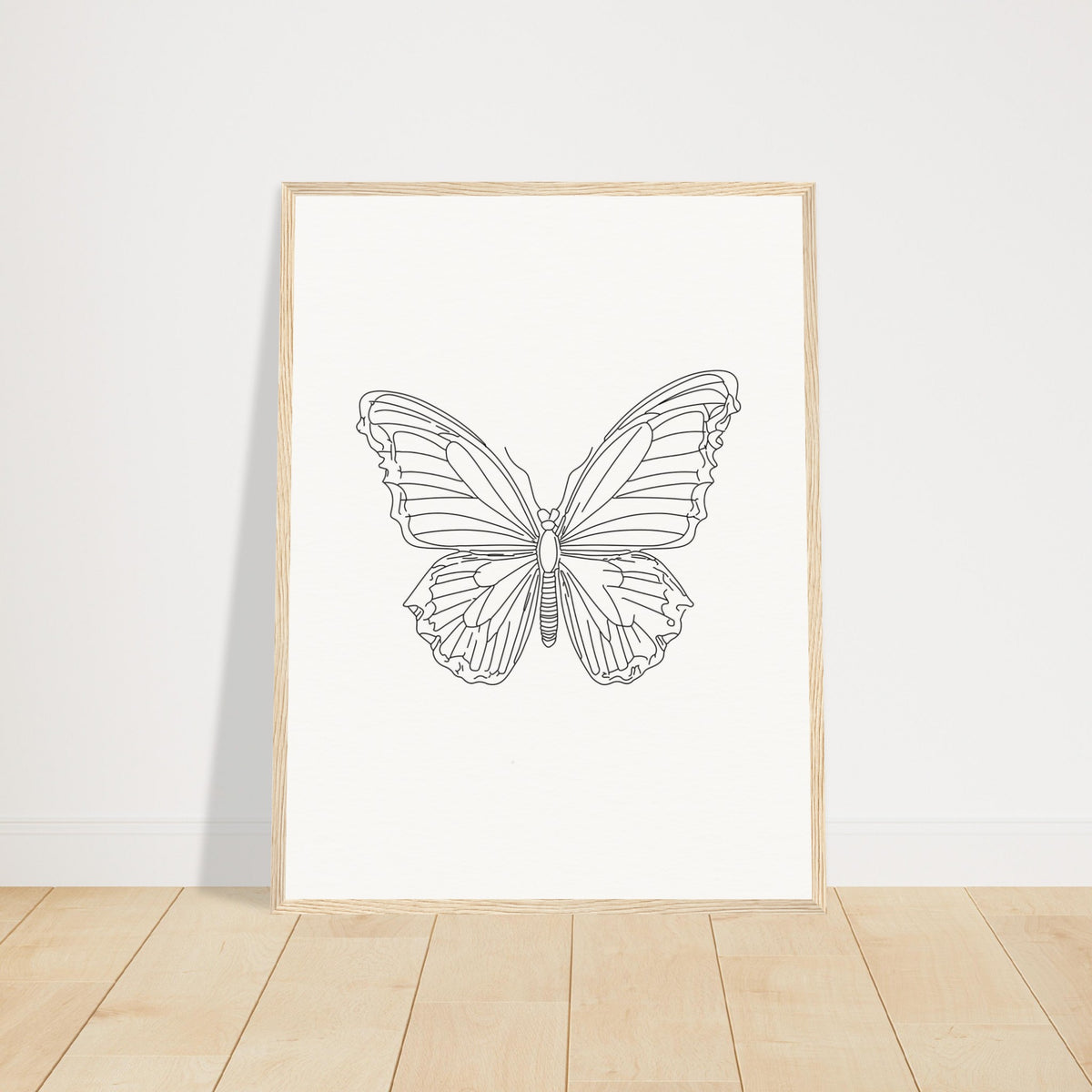 Butterfly Grace - Framed Minimalist Art - 45x60 cm 18x24″ Wood frame - Wooden Framed Posters