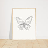 Butterfly Grace - Framed Minimalist Art - 45x60 cm 18x24″ Wood frame - Wooden Framed Posters