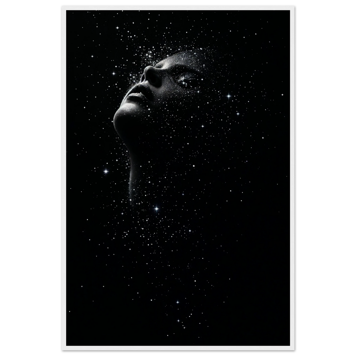 Humanity & Stars - Ethereal Portrait Art Print - - Wooden Framed Posters