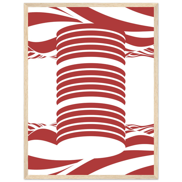 Twist of Elegance - Striking Red & White Art - 45x60 cm 18x24″ Wood frame - Framed Posters