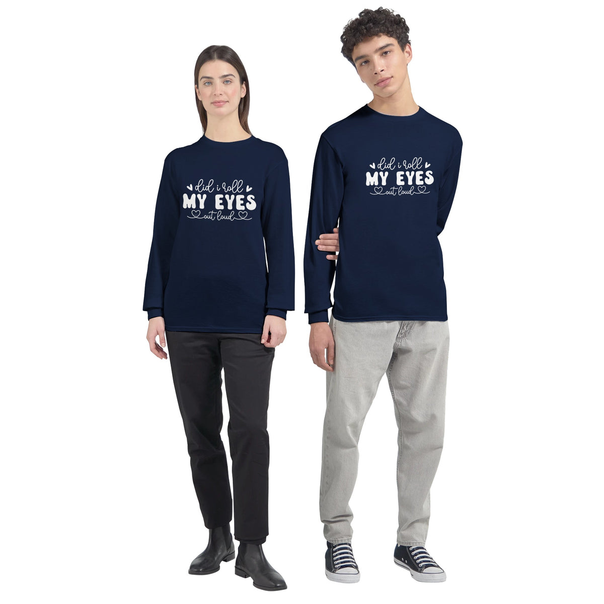 Speak Without Words - Let Our Design Roll Your Eyes for You! - Navy - Long Sleeve T-shirts