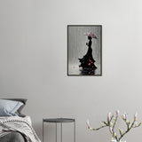 Elegance in the Rain - A Floral Silhouette - 40x60 cm 16x24″ - Framed Posters