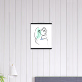 Elegance in Line - Minimalist Female Profile Art with Wooden Hangers - - Posters With Hanger