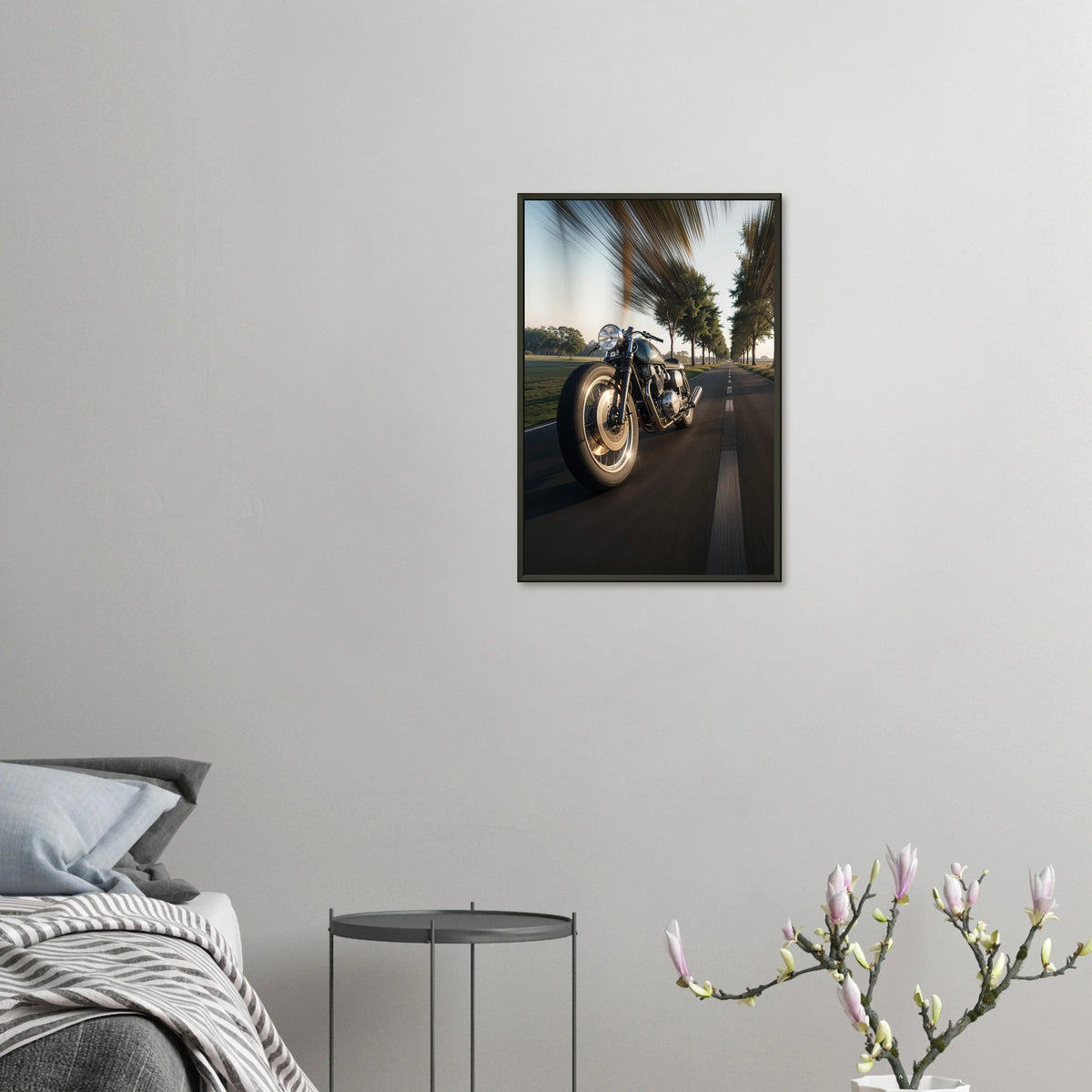 Classic Ride Framed Print - Vintage Motorcycle Art - 40x60 cm 16x24″ - Metal Framed Posters