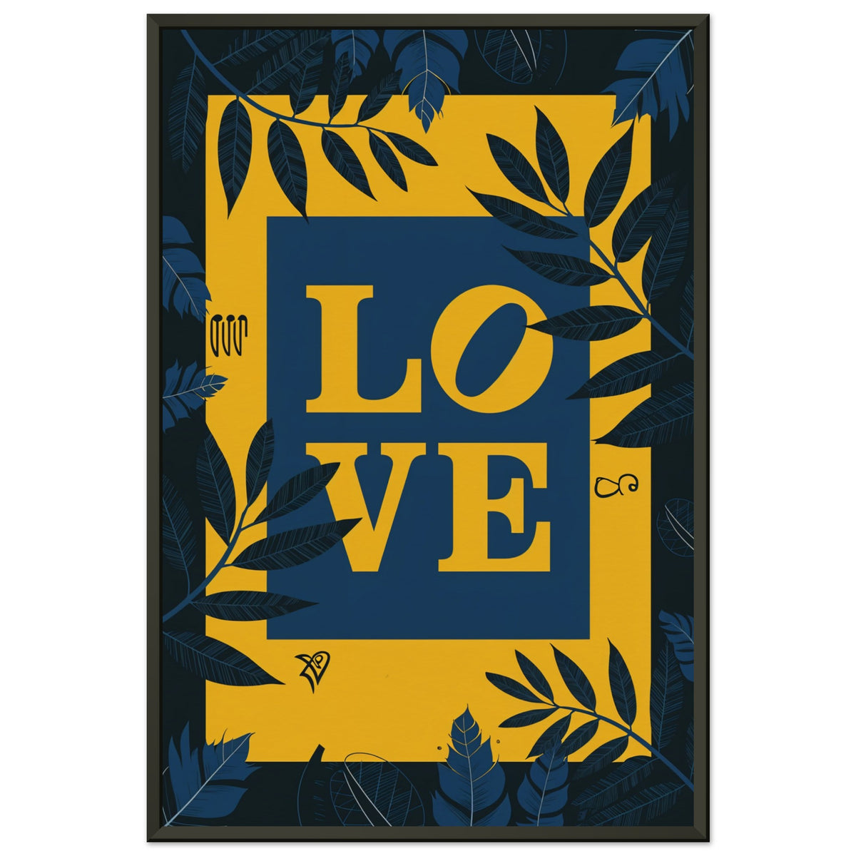 Leafy LOVE - Vibrant Contrast Wall Art - 40x60 cm 16x24″ - Framed Poster