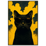 Retro Cool Cat – Gift-Ready Metal Framed Poster - - Metal Framed Posters