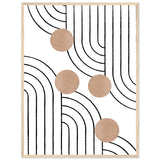 Timeless Elegance - Abstract Line Art with Natural Tones - 60x80 cm 24x32″ Wood frame - Wooden Framed Posters