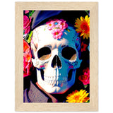 Mystical Bloom - Premium Floral Skull Poster - 13x18 cm 5x7″ Wood frame - Wooden Framed Posters