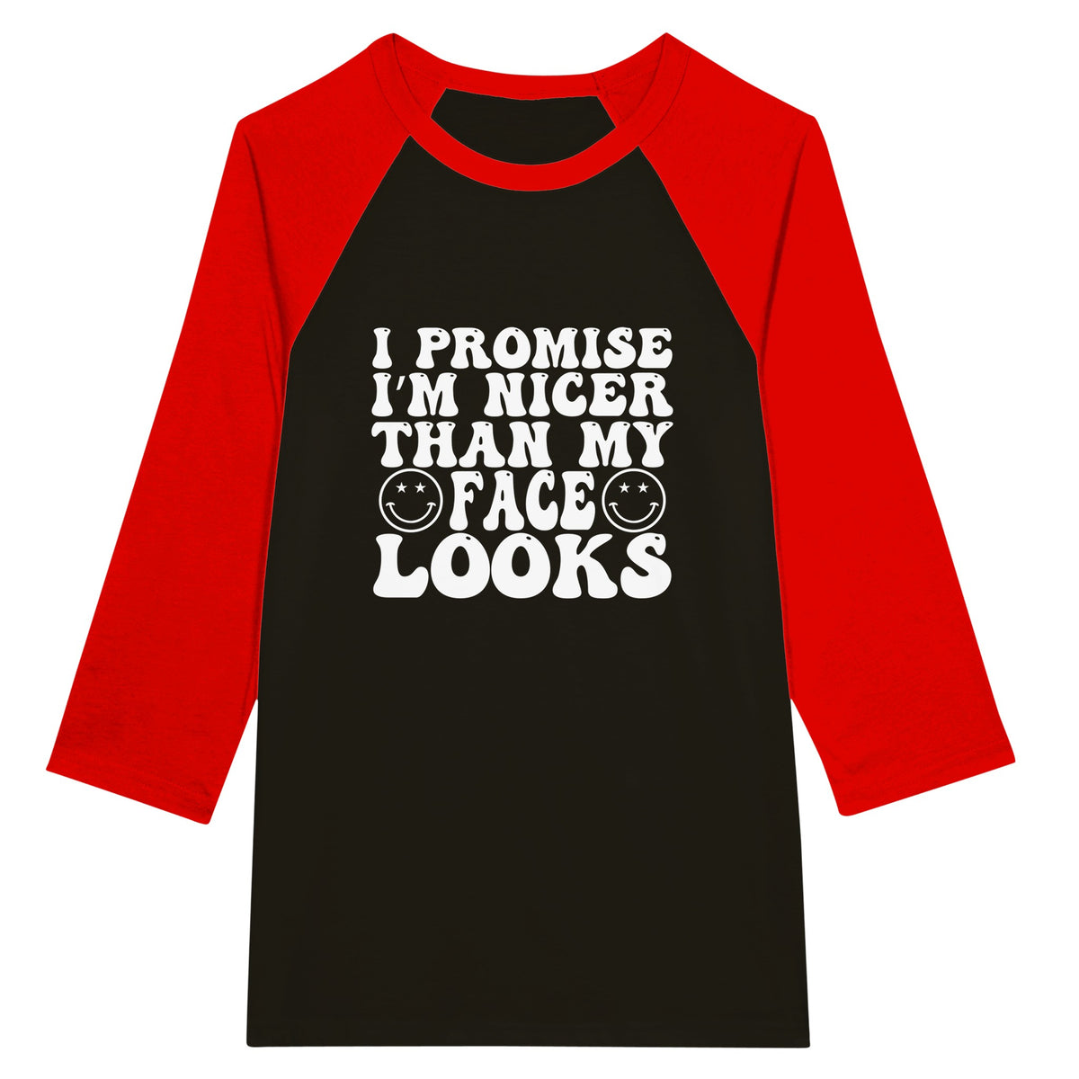 Promises Kept - Unisex 3/4 Sleeve Raglan T-Shirt - Black and Red -