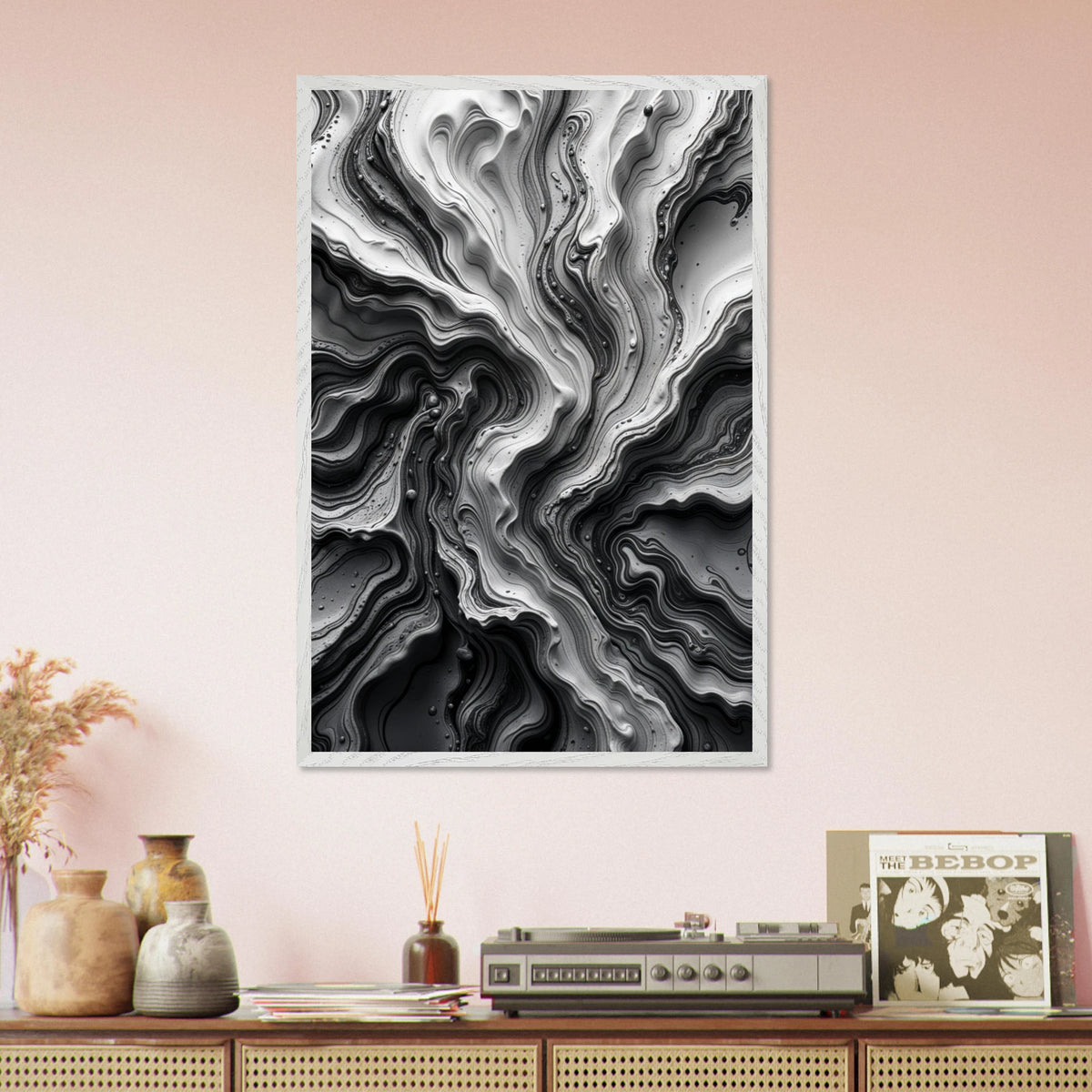 Abstract Noir Wooden Framed Poster - White frame - Wooden Framed Posters