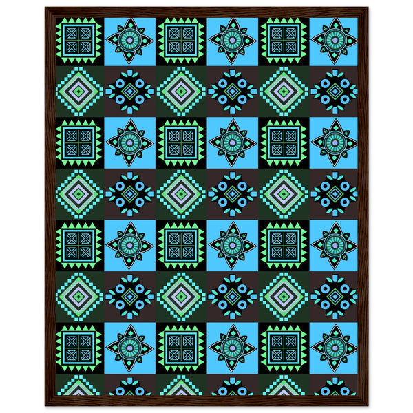 Symmetry in Blue - Luxurious Framed Print - 40x50 cm 16x20″ Dark wood frame - Wooden Framed Posters