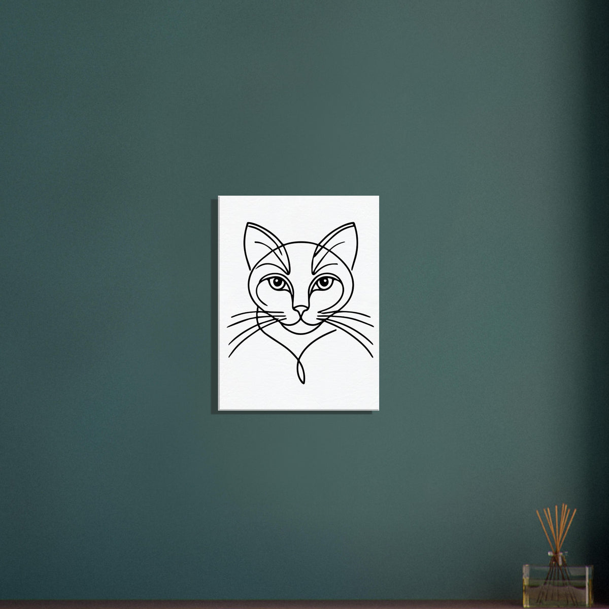 Silent Purr - Sleek Cat Line Drawing on Canvas - 45x60 cm 18x24″ - Canvas Prints