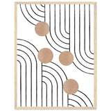 Timeless Elegance - Abstract Line Art with Natural Tones - 45x60 cm 18x24″ Wood frame - Wooden Framed Posters