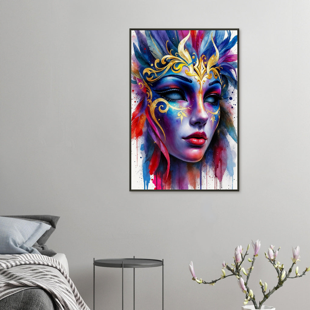 Mystical Elegance - Vibrant Mask of Enchantment - 60x90 cm 24x36″ - Framed Posters