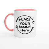 Perfect Sip - Glossy White Customizable Ceramic Mug with Colorful Flair - Ceramic Pink - Mugs