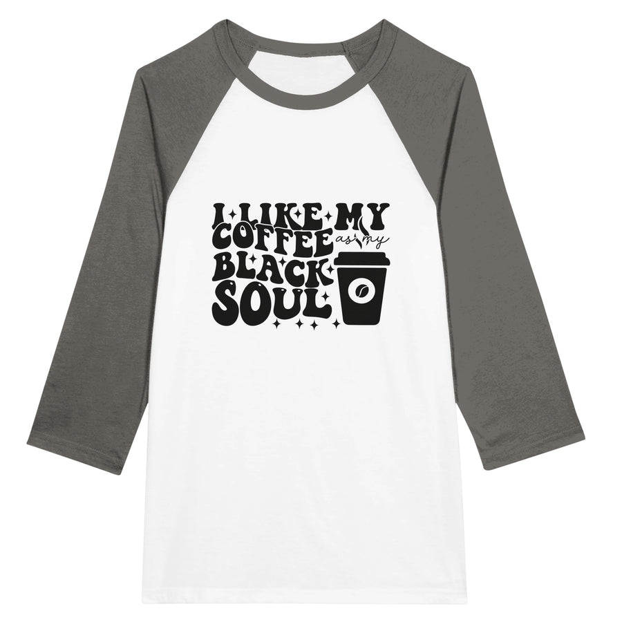 Witty Gift Tee – Black Coffee Soul for Coffee Fans - White and Asphalt - T-shirts