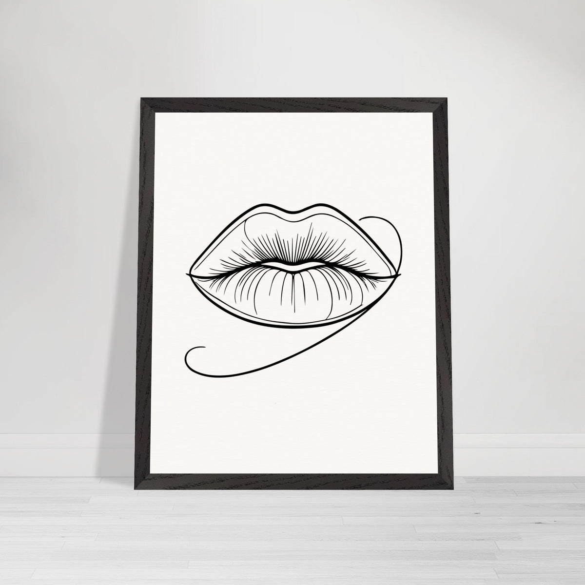 Natural Beauty - Framed Lips Artwork on Matte Paper - 40x50 cm 16x20″ Black frame - Wooden Framed Posters