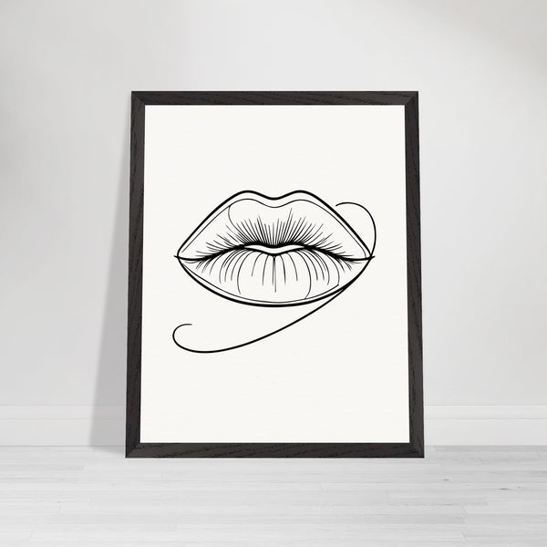 Natural Beauty - Framed Lips Artwork on Matte Paper - 40x50 cm 16x20″ Black frame - Wooden Framed Posters