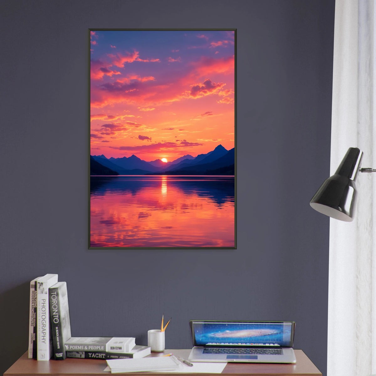 Sunset Lake Poster Gift for Peace Lovers - Default Title - Metal Framed Posters