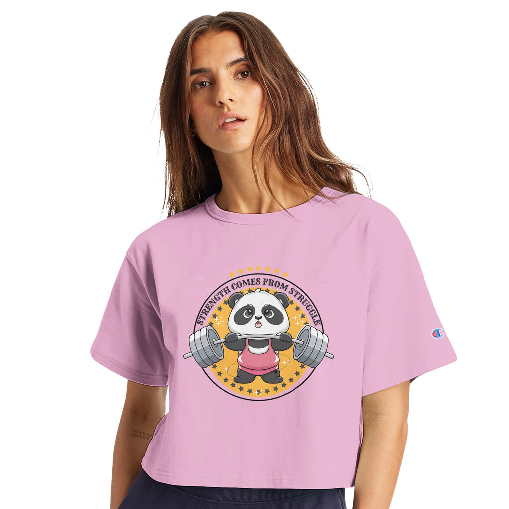 Strength in Cuteness - Panda Power for Gym Lovers - pink candy - T-Shirts