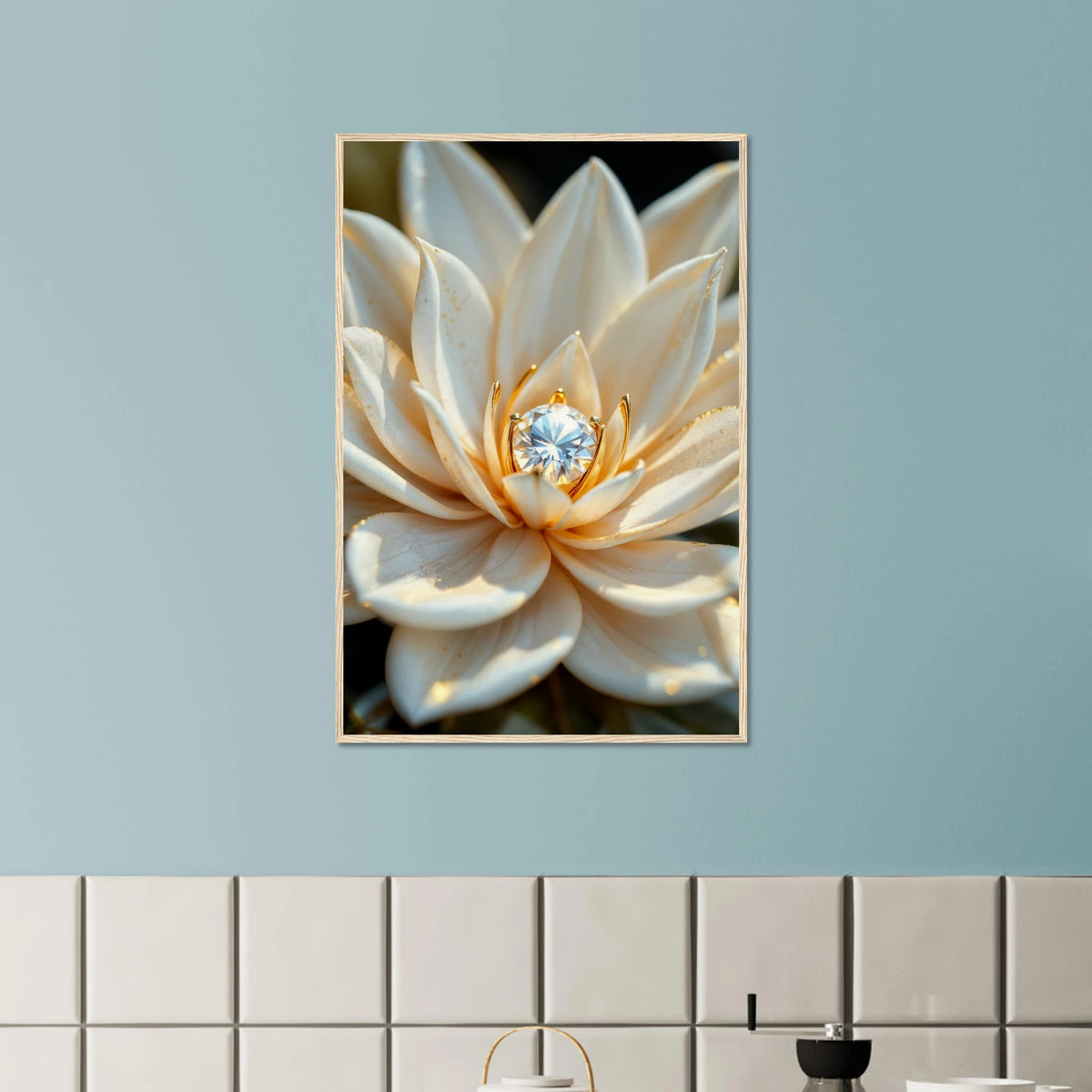 Bloom & Brilliance – Elegant Poster Gift for Women - Wood frame - Wooden Framed Posters