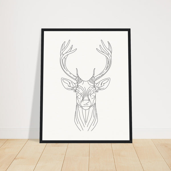 Nature's Grace - Deer Illustration - 40x50 cm 16x20″ Black frame - Wooden Framed Posters