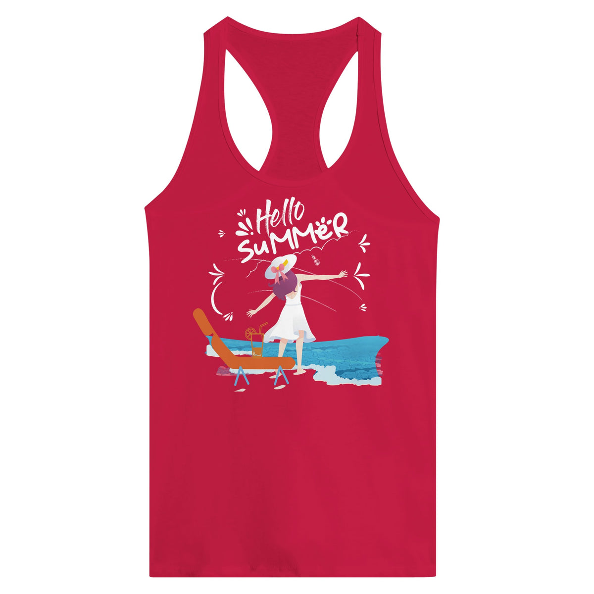 Sun-Kissed Greetings - Summer Beckons on Your Tank - Red - Polo Shirts