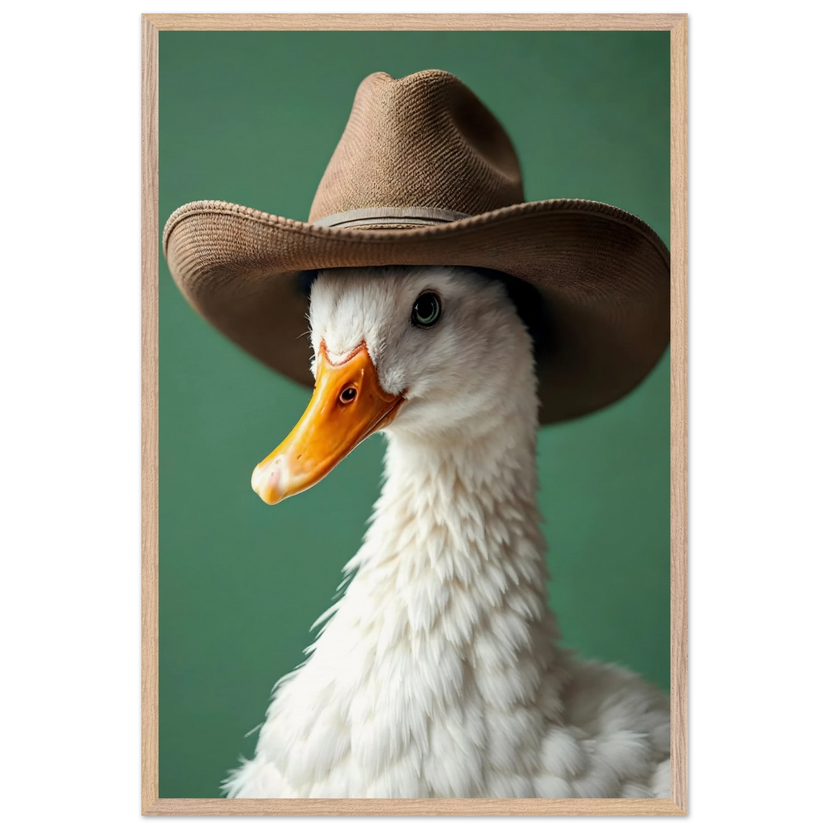 Duck with a Hat – Framed Wall Art for All Ages - Wood frame - Wooden Framed Posters